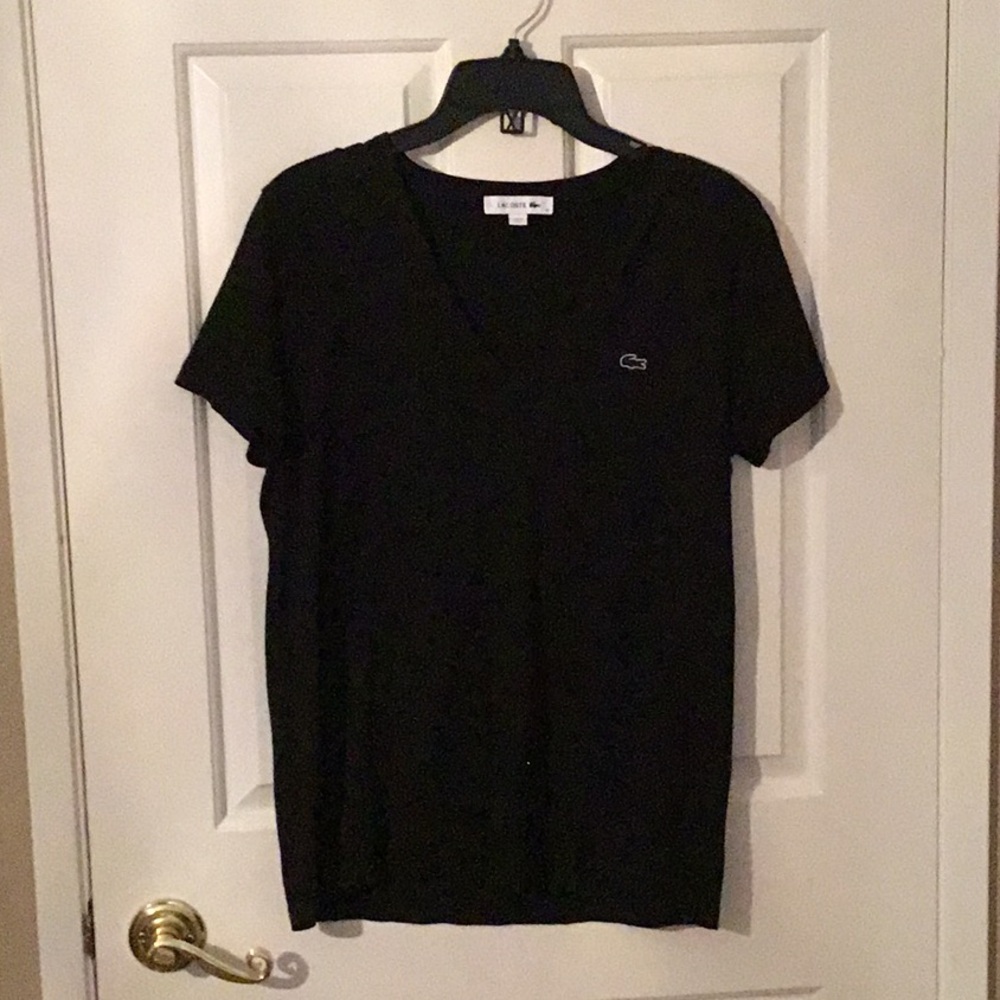 Lacoste Women’s Black V-Neck Tee